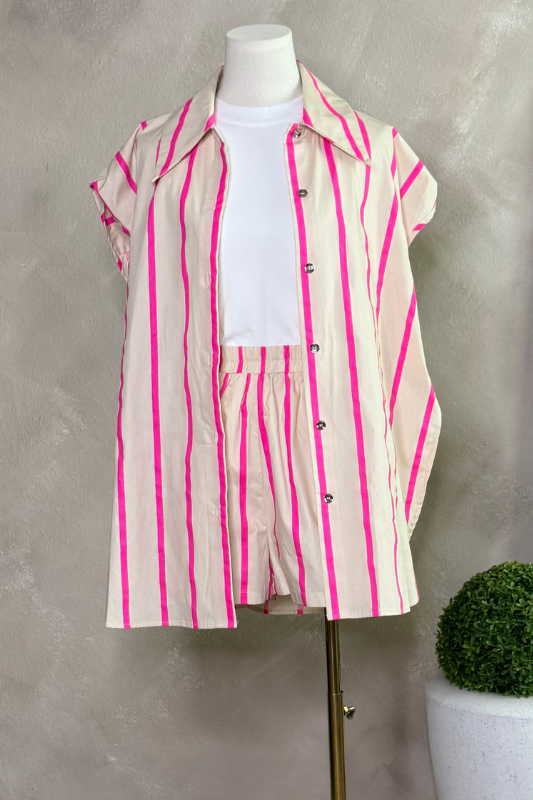 Tan/Pink Striped Set