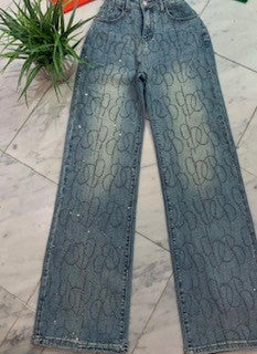 Blue Sparkling Denim Pants