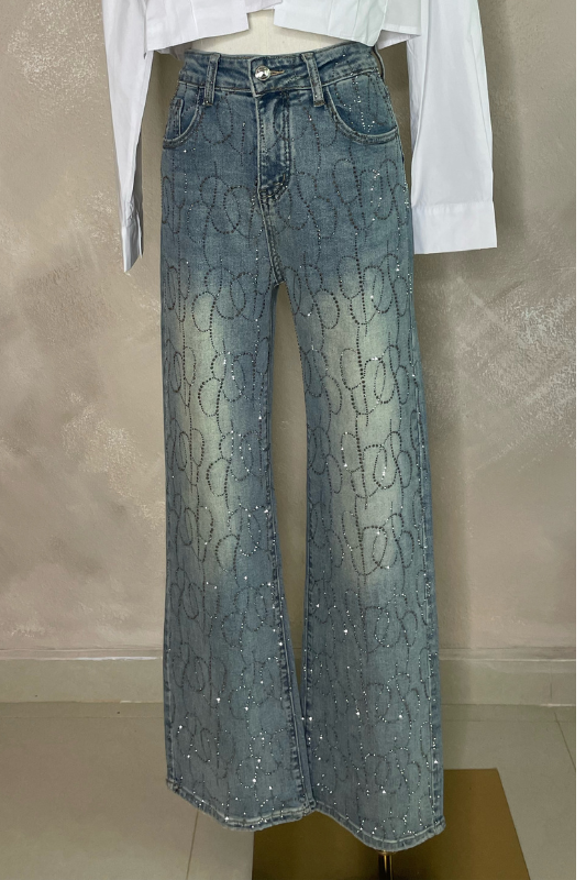 Blue Sparkling Denim Pants